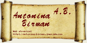 Antonina Birman vizit kartica